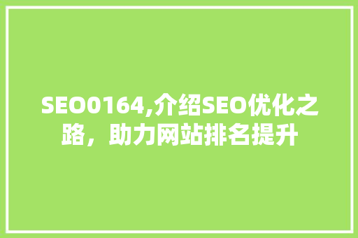 SEO0164,介绍SEO优化之路，助力网站排名提升 搜狗SEO