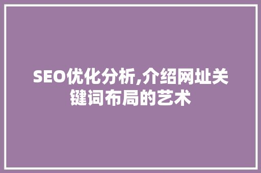 SEO优化分析,介绍网址关键词布局的艺术 神马SEO