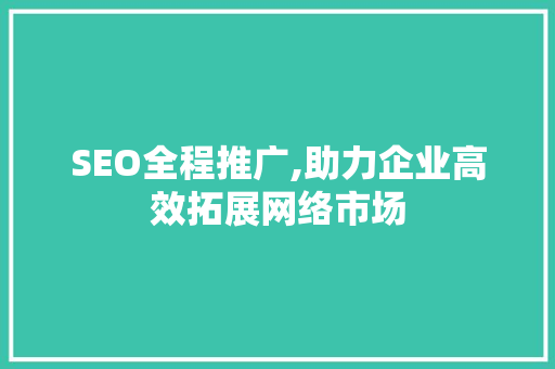SEO全程推广,助力企业高效拓展网络市场 百度SEO