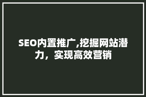 SEO内置推广,挖掘网站潜力，实现高效营销 百度SEO