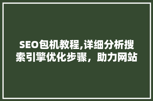 SEO包机教程,详细分析搜索引擎优化步骤，助力网站排名提升 必应SEO