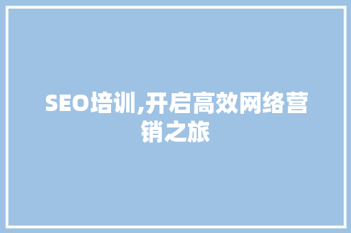 SEO培训,开启高效网络营销之旅 GoogleSEO
