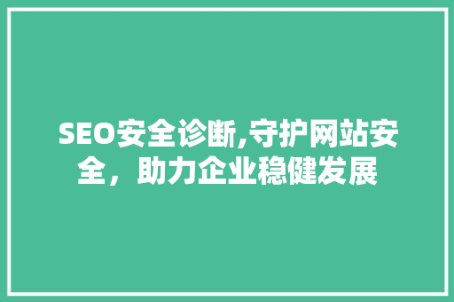 SEO安全诊断,守护网站安全，助力企业稳健发展 神马SEO