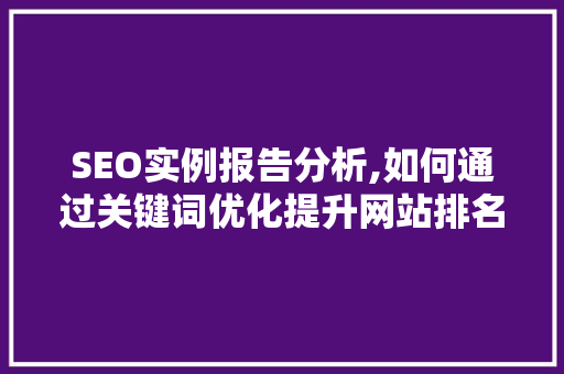 SEO实例报告分析,如何通过关键词优化提升网站排名 百度SEO