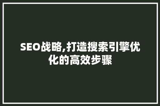 SEO战略,打造搜索引擎优化的高效步骤 百度SEO