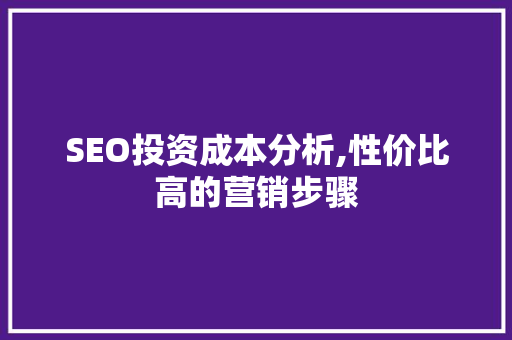 SEO投资成本分析,性价比高的营销步骤 GoogleSEO