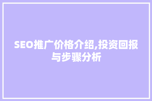 SEO推广价格介绍,投资回报与步骤分析