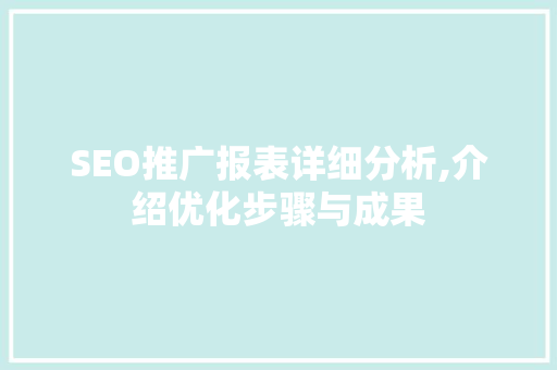 SEO推广报表详细分析,介绍优化步骤与成果 GoogleSEO