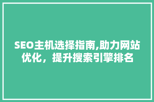 SEO主机选择指南,助力网站优化，提升搜索引擎排名 百度SEO