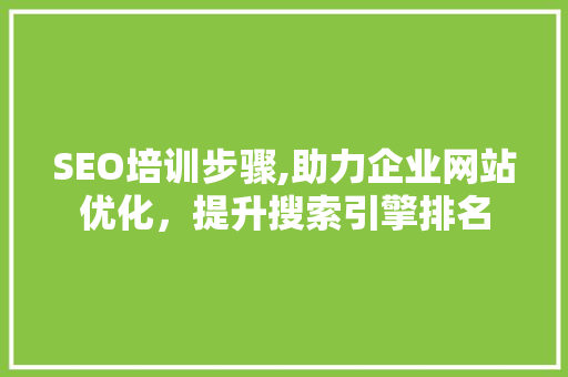 SEO培训步骤,助力企业网站优化，提升搜索引擎排名 百度SEO
