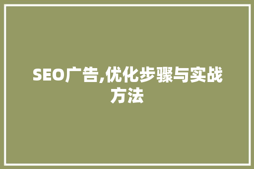 SEO广告,优化步骤与实战方法 百度SEO