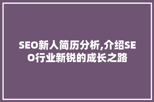 SEO新人简历分析,介绍SEO行业新锐的成长之路 百度SEO