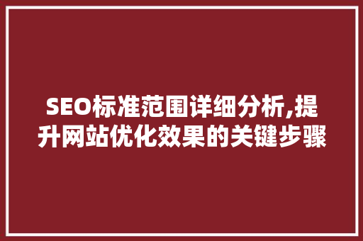 SEO标准范围详细分析,提升网站优化效果的关键步骤