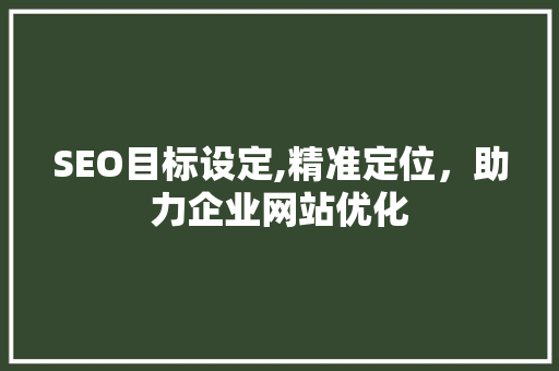 SEO目标设定,精准定位，助力企业网站优化 神马SEO