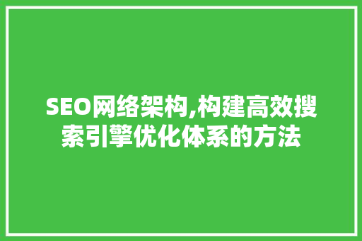 SEO网络架构,构建高效搜索引擎优化体系的方法 必应SEO