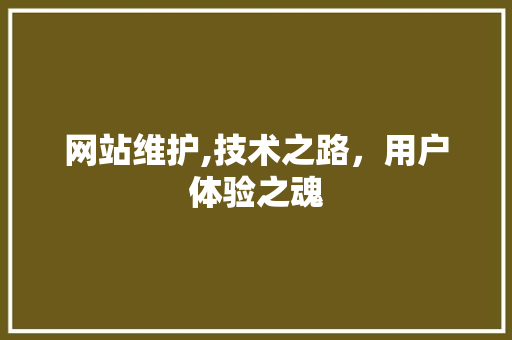 网站维护,技术之路，用户体验之魂 百度SEO