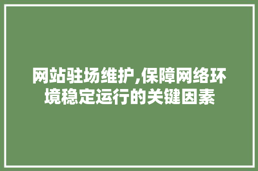 网站驻场维护,保障网络环境稳定运行的关键因素 神马SEO