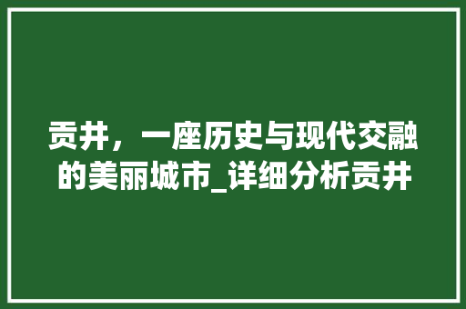 贡井，一座历史与现代交融的美丽城市_详细分析贡井网站推广步骤 GoogleSEO