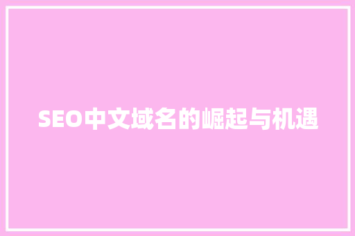 SEO中文域名的崛起与机遇 百度SEO