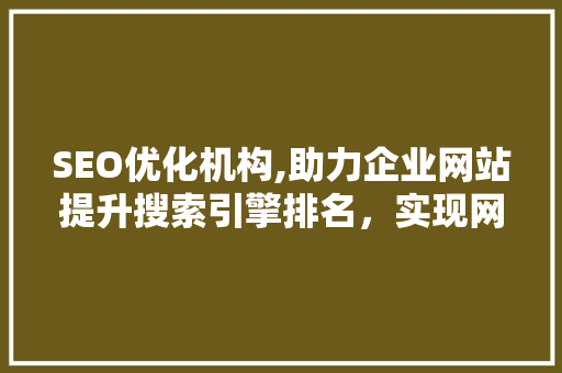 SEO优化机构,助力企业网站提升搜索引擎排名，实现网络营销新突破 百度SEO