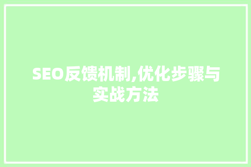 SEO反馈机制,优化步骤与实战方法 百度SEO