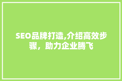 SEO品牌打造,介绍高效步骤，助力企业腾飞 神马SEO