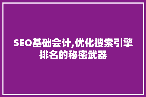 SEO基础会计,优化搜索引擎排名的秘密武器 必应SEO