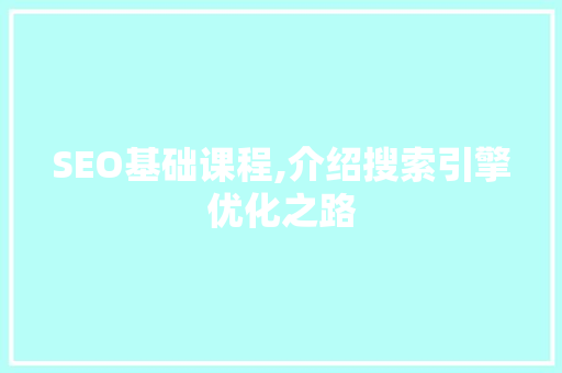 SEO基础课程,介绍搜索引擎优化之路 搜狗SEO
