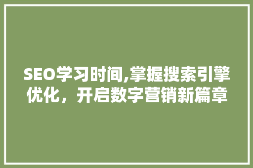 SEO学习时间,掌握搜索引擎优化，开启数字营销新篇章 神马SEO