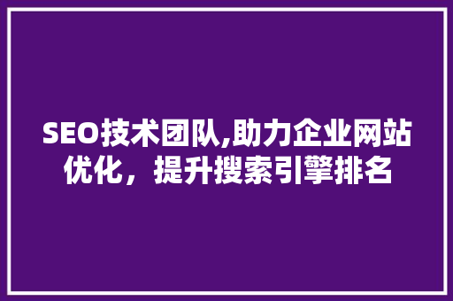 SEO技术团队,助力企业网站优化，提升搜索引擎排名 搜狗SEO