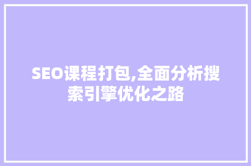 SEO课程打包,全面分析搜索引擎优化之路 必应SEO
