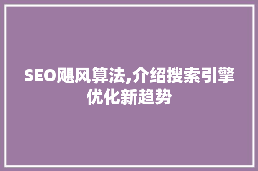 SEO飓风算法,介绍搜索引擎优化新趋势 必应SEO