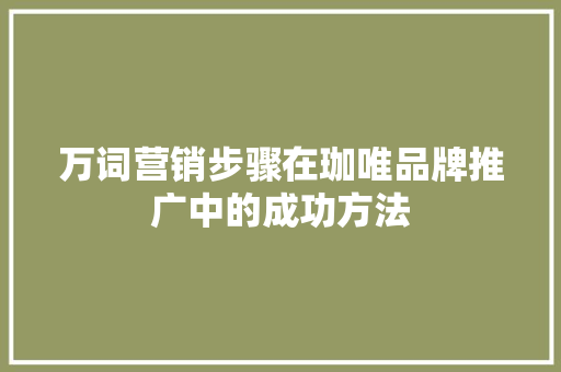 万词营销步骤在珈唯品牌推广中的成功方法 百度SEO