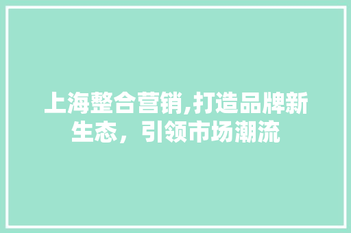上海整合营销,打造品牌新生态，引领市场潮流 必应SEO