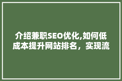 介绍兼职SEO优化,如何低成本提升网站排名，实现流量变现 百度SEO