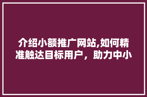 介绍小额推广网站,如何精准触达目标用户，助力中小企业营销新篇章 必应SEO