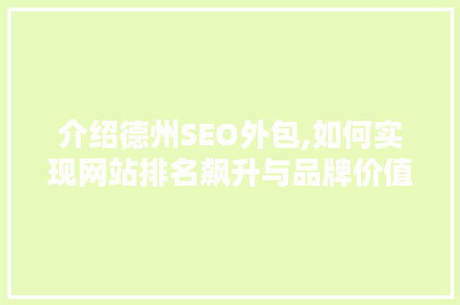 介绍德州SEO外包,如何实现网站排名飙升与品牌价值提升 百度SEO