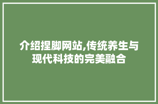 介绍捏脚网站,传统养生与现代科技的完美融合 神马SEO