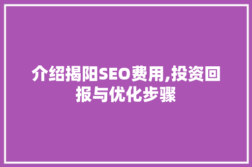 介绍揭阳SEO费用,投资回报与优化步骤 必应SEO