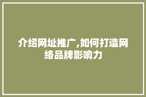 介绍网址推广,如何打造网络品牌影响力 搜狗SEO