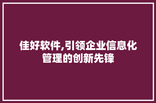 佳好软件,引领企业信息化管理的创新先锋 百度SEO