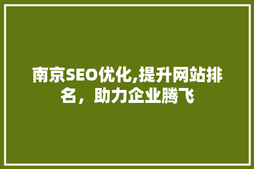 南京SEO优化,提升网站排名，助力企业腾飞 百度SEO
