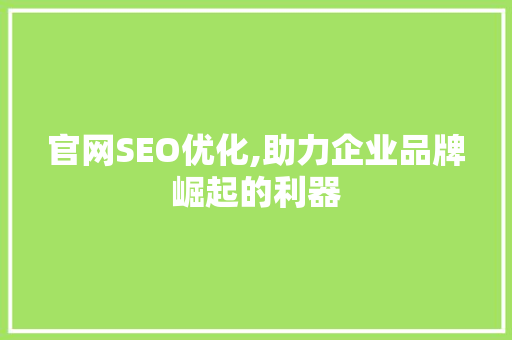 官网SEO优化,助力企业品牌崛起的利器 GoogleSEO