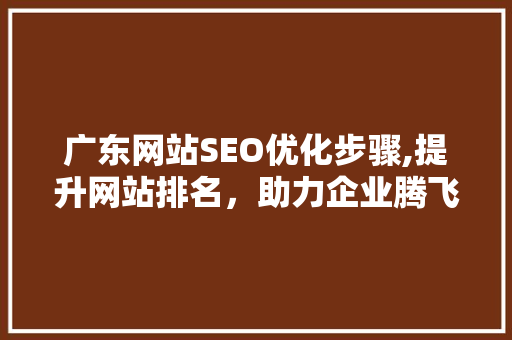 广东网站SEO优化步骤,提升网站排名，助力企业腾飞 必应SEO