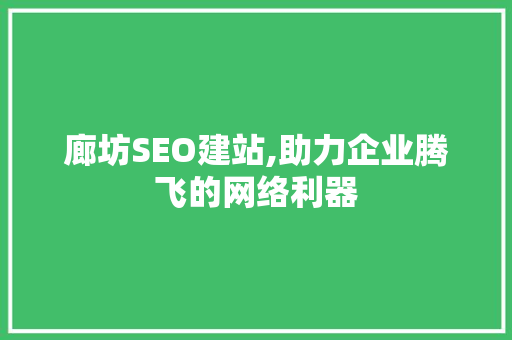 廊坊SEO建站,助力企业腾飞的网络利器