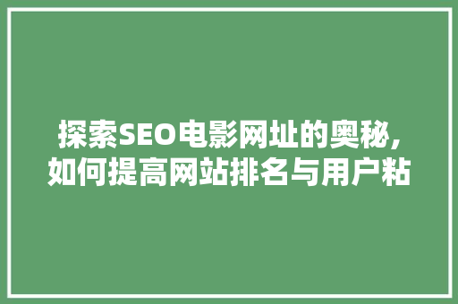 探索SEO电影网址的奥秘,如何提高网站排名与用户粘性 神马SEO