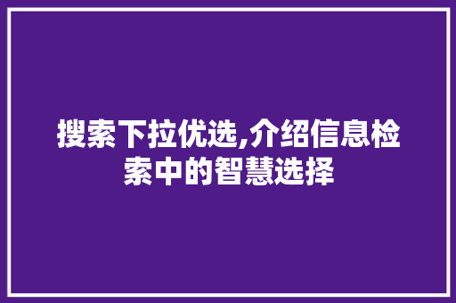 搜索下拉优选,介绍信息检索中的智慧选择 必应SEO
