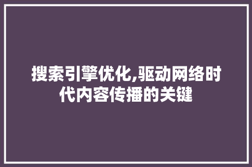 搜索引擎优化,驱动网络时代内容传播的关键 GoogleSEO