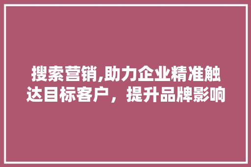 搜索营销,助力企业精准触达目标客户，提升品牌影响力 GoogleSEO