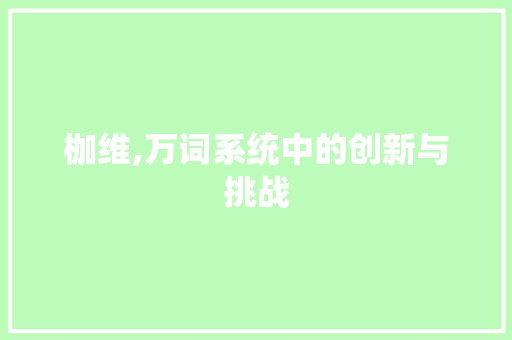 枷维,万词系统中的创新与挑战 GoogleSEO
